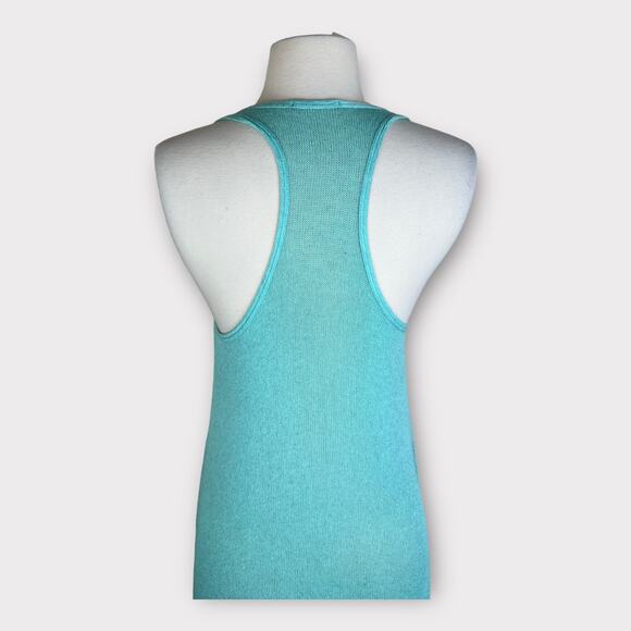Soprano | Aqua Hi-low Jersey Front Knit Back Tank Top | Medium - Picture 8 of 9